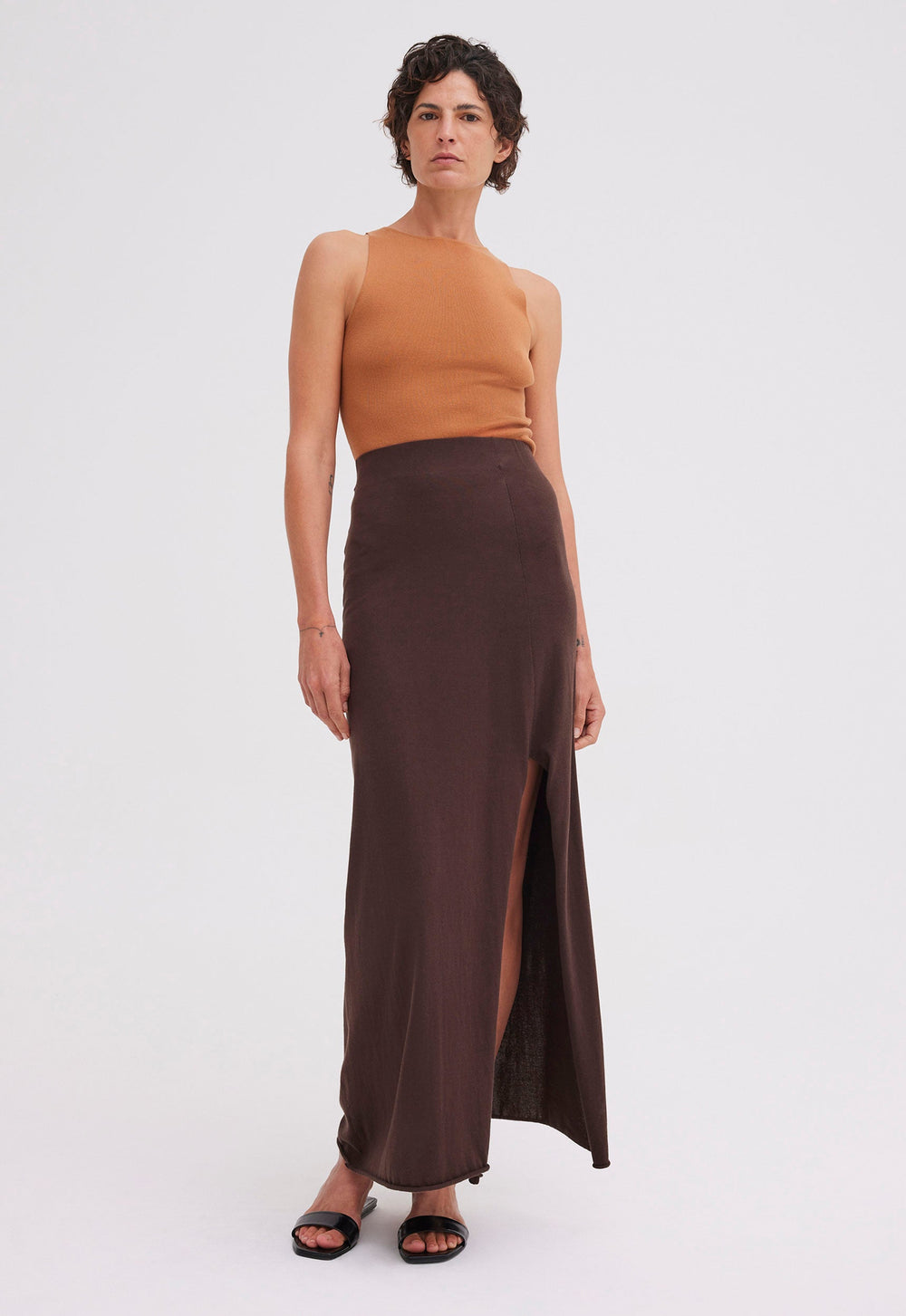 Jac+Jack FINCH COTTON SKIRT in Clove Brown